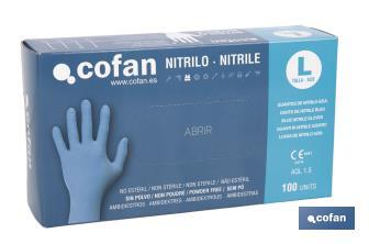 Boîte de 100 unités de gants de nitrile | Fins et élastiques | Non poudrés | Commodes et agréable au toucher - Cofan
