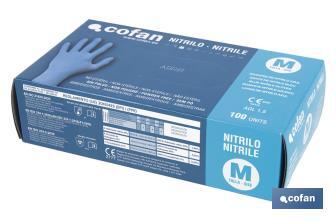 Boîte de 100 unités de gants de nitrile | Fins et élastiques | Non poudrés | Commodes et agréable au toucher - Cofan
