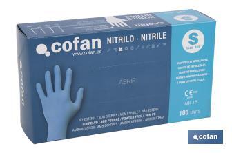 Boîte de 100 unités de gants de nitrile | Fins et élastiques | Non poudrés | Commodes et agréable au toucher - Cofan