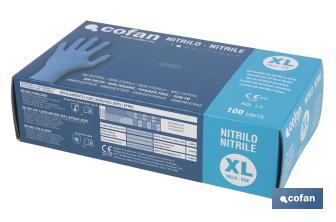 Boîte de 100 unités de gants de nitrile | Fins et élastiques | Non poudrés | Commodes et agréable au toucher - Cofan