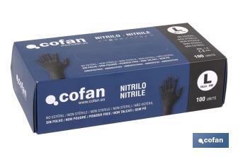 Box of 100 nitrile gloves | Fine and elastic gloves | Powdered-free | Comfortable and pleasant to the touch - Cofan