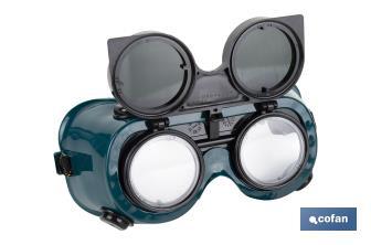 Safety welding goggles | Suitable for welders | Flip-up lenses | EN 166/EN 175 - Cofan