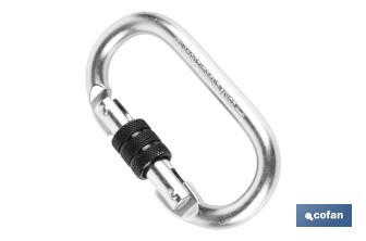 Safety carabiner | Safety buckle | Strength: 25kN | EN 362 | Class B | CAT. III - Cofan