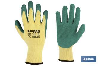 Canvas glove with latex palm | Correct adhesion and tough gloves | Ideal for manual tasks | Comfortable and adjustable gloves - Cofan