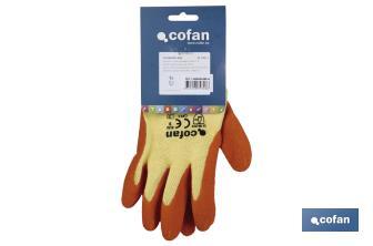 Canvas glove with latex palm | Correct adhesion and tough gloves | Ideal for manual tasks | Comfortable and adjustable gloves - Cofan