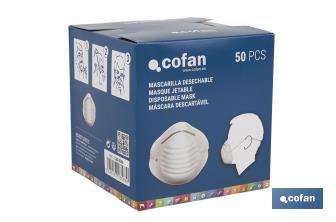 Masques hygiéniques | Fabriqués en polypropylène | Ils protègent contre la poussière et les particules non toxiques - Cofan