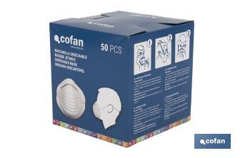 Masques hygiéniques | Fabriqués en polypropylène | Ils protègent contre la poussière et les particules non toxiques - Cofan