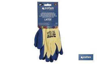 Canvas glove with latex palm | Correct adhesion and tough gloves | Ideal for manual tasks | Comfortable and adjustable gloves - Cofan