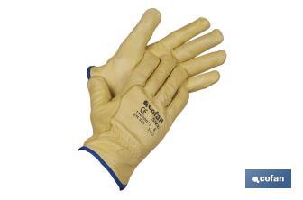 Cow leather gloves with inner lining | Cotton lining | Resistant to cold | Safe and comfortable gloves | Tough and durable gloves - Cofan