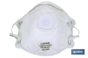 Lot de 2 masques FFP2 (D) | Non réutilisables | Avec valve d'expiration | Efficacité de filtration supérieure à 94 % - Cofan