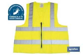 Gilet jaune de haute visibilité I Avec fermeture éclair I Plusieurs tailles disponibles - Cofan