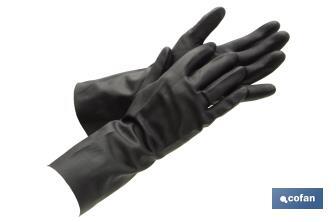 Black neoprene glove | Ideal for contact with acids and detergents | Perfect for metallurgy and mechanics - Cofan