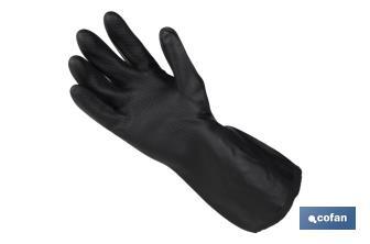 Black neoprene glove | Ideal for contact with acids and detergents | Perfect for metallurgy and mechanics - Cofan