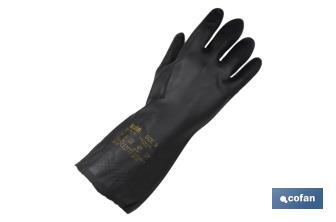 Black neoprene glove | Ideal for contact with acids and detergents | Perfect for metallurgy and mechanics - Cofan