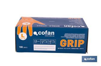 Caixa de 100 luvas de nitrilo com textura diamantada | Tamanho S até ao XL | Cor laranja - Cofan