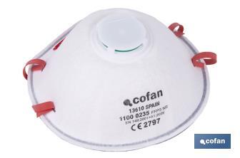Masque FFP3 NR | Avec valve extra confort | Protection auto-filtrante | Pack de 10 unités - Cofan
