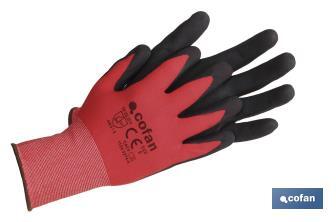 Nitrile-coated gloves, Sandy Coating Model | Ideal for automotive, construction industries and oil handling - Cofan