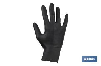 Boîte de 100 gants en nitrile avec texture de diamant | Tailles de la S à la XL | Couleur : Noire - Cofan