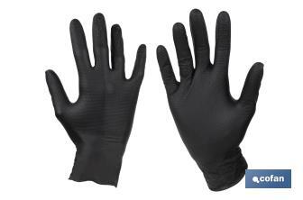 Boîte de 100 gants en nitrile avec texture de diamant | Tailles de la S à la XL | Couleur : Noire - Cofan
