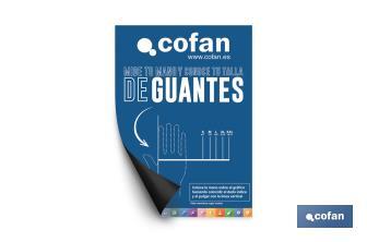 Póster magnetizado com medidor de tamanho de luvas - Cofan