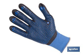 Guantes impregnados de nitrilo con puntos azules | EN 388-4121X | Alta destreza y comodidad | Disponibles desde la talla 6 hasta la 11 - Cofan