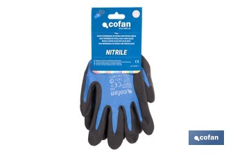 Guantes impregnados de nitrilo con puntos azules | EN 388-4121X | Alta destreza y comodidad | Disponibles desde la talla 6 hasta la 11 - Cofan
