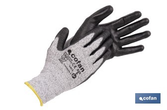 Guantes anticorte ultraligeros impregnados de PU negro | Protección mecánica | EN 388 4X43D – EN 21420 | Disponibles desde la talla 7 hasta la 11 - Cofan