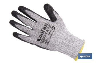 Guantes anticorte ultraligeros impregnados de PU negro | Protección mecánica | EN 388 4X43D – EN 21420 | Disponibles desde la talla 7 hasta la 11 - Cofan