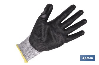 Guantes anticorte ultraligeros impregnados de PU negro | Protección mecánica | EN 388 4X43D – EN 21420 | Disponibles desde la talla 7 hasta la 11 - Cofan