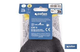 Guantes anticorte ultraligeros impregnados de PU negro | Protección mecánica | EN 388 4X43D – EN 21420 | Disponibles desde la talla 7 hasta la 11 - Cofan