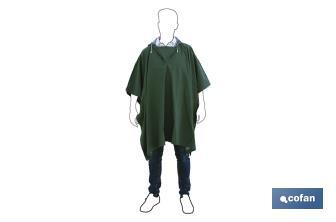 Rain Poncho | Green | PVC/Polyester | One size fits all | Rain Coat - Cofan