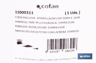 Warning tape "Yellow and black" - Cofan