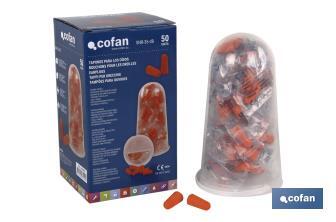 Blister de bouchons de protection auditive | Pack de 10 unités | Bouchons jetables de couleur orange - Cofan