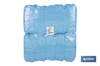 Disposable shoe covers | Slip resistant | Material: polypropylene | Colour: blue | One size fits all | Available in packs of 100 pieces - Cofan
