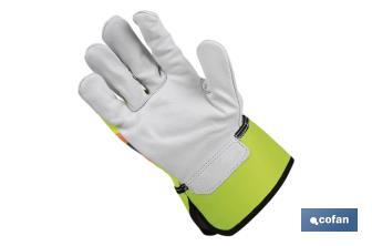 Gants en cuir de vachette avec ruban réfléchissant | [Tailles : 9, 10 et 11 - Cofan