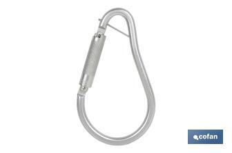 Gancho con bloqueo automático | Mosquetón de alta resistencia y seguridad | Material: acero | Resistencia: 23 kN | Apertura: 59 mm - Cofan