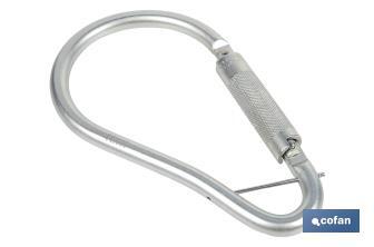 Gancho con bloqueo automático | Mosquetón de alta resistencia y seguridad | Material: acero | Resistencia: 23 kN | Apertura: 59 mm - Cofan