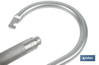 Gancho con bloqueo automático | Mosquetón de alta resistencia y seguridad | Material: acero | Resistencia: 23 kN | Apertura: 59 mm - Cofan