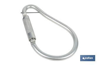 Gancho con bloqueo automático | Mosquetón de alta resistencia y seguridad | Material: acero | Resistencia: 23 kN | Apertura: 59 mm - Cofan