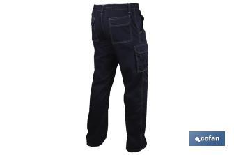 Pantalón de Trabajo Elástico Tipo Denim | Tallas de la 38 a la 64 | Color Azul Marino - Cofan