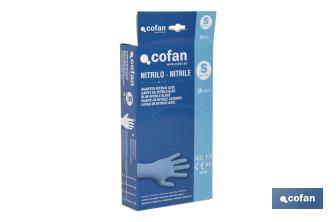 Boîte distributrice de gants en nitrile non poudrés | Boîte de 30 unités | Trois tailles différentes - Cofan