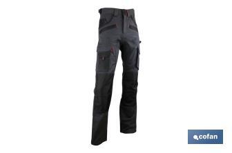 Pantaloni da lavoro multitasche | Modello Carlson | Composizione: 60% cotone e 40% poliestere | Colore: grigio-nero - Cofan