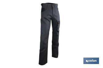 Pantalón de Trabajo | Modelo Quant | Material: 60% algodón y 40% poliéster | Color Gris/Negro - Cofan