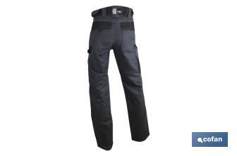Pantalón de Trabajo | Modelo Quant | Material: 60% algodón y 40% poliéster | Color Gris/Negro - Cofan