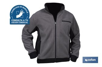 Work Fleece Jacket | Walker Model | Composition: 100% polyester | Grey/Black - Cofan