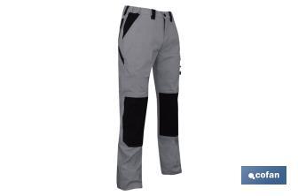 Pantalón de Trabajo | Modelo Plutón | Composición 98% Algodón y 2% Elastano | Color Gris/Negro - Cofan