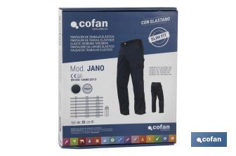 Calças De Trabalho | Flex | Modelo Jano | Slim Fit | Composição 97,76% Algodão e 2,24% Elastano | Cor Azul Marinho/Preto - Cofan