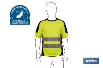 High visibility T-shirt | Available sizes from S to XXXL | Yellow and black - Cofan