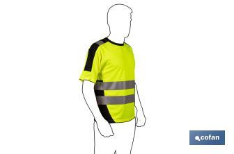 High visibility T-shirt | Available sizes from S to XXXL | Yellow and black - Cofan