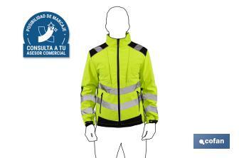 High visibility softshell jacket | Available sizes from S to XXXL | Yellow and black - Cofan